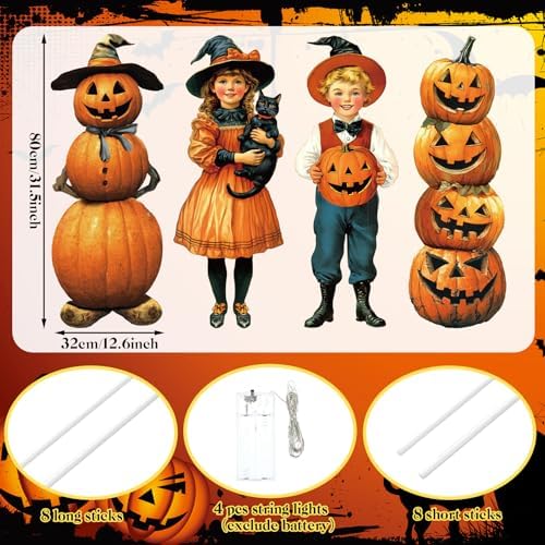 4 Pcs Fall Halloween Yard Decoration Outdoor, Pumpkin Yard Signs with Stake - Image 3