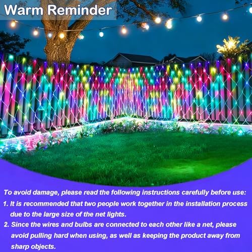 204 LED Net Lights, 35 Colors Changing Christmas Net Lights Outdoor, 9.8ft x 6.6ft Connectable Bush Mesh Light Clear Wire for Halloween Christmas Tree Holiday Wedding Party Gazebo Patio Decor - Image 4