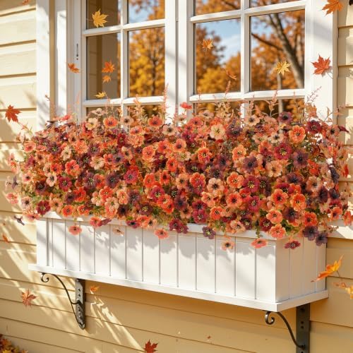 SHareconn 24Pcs Artificial Fall Flowers UV Resistant Fake Mums for Outdoors - Image 5