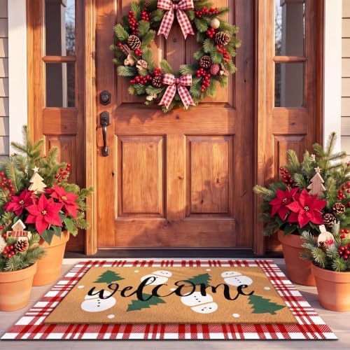 Tinideya 2 Pcs Christmas Layered Doormat Set, Snowman Welcome - Image 6