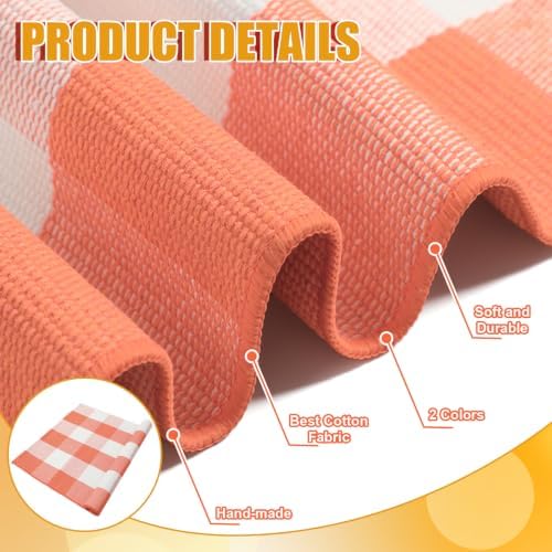 Honoson 2 Pcs Fall Football Coir Doormat, Orange Plaid Layered Mat - Image 4