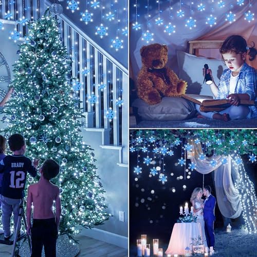 144 LED Snowflake Christmas Lights Outdoor,6.5FT with 12 Drops - Image 6