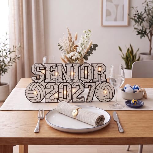 Yousoontic Light up Senior 2027 Volleyball Decor, LED Lighted Class of 2027 Table Centerpieces Wooden Sign Decorations 3D Block Decor for Senior Night, Grad Party & Farmhouse Mantel Decoration - Image 6