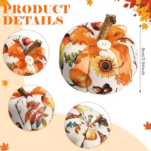 Chunful 6 Pcs Fall Pumpkins for Decorating Fabric Pumpkins - Image 2