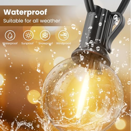RTTY 25 FT Outdoor String Lights, Waterproof Patio Light 13 LED Bulbs - Image 4