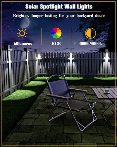 JOFIOS Solar Fence Lights 8 Pack, 50 Lumens Outdoor Fence Solar Lights with 12 Modes RGB Color Glow LED Solar Lights Outdoor Waterproof for Patio, Backyard, Deck, Fence, Railing. （White Shell） - Image 2