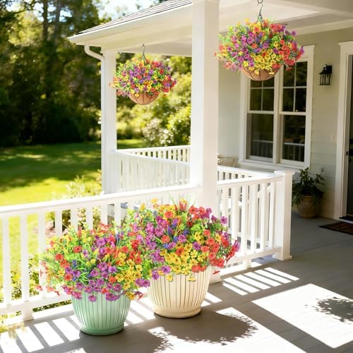 Hommyea Artificial Fake Flowers Plants for Outdoors Silk Spring Home Decor - Image 5