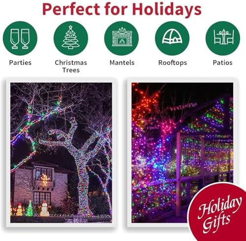 99ft Christmas Decorative Mini Lights, 300 LED Transparent Wire Fairy Starry String Light Plug in, 16Lighting Modes for Indoor Outdoor Xmas Tree Wedding Party Decoration (White and Multicolor) - Image 6