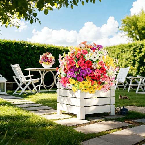 18 Bundles Artificial Outdoor Flowers for Spring Decoration, Fake Silk Daisy Flowers Realistic UV Resistant for Outside indoor Planter Front Door Porch Yard Patio windowsill Home Decor (Mix 6 colors) - Image 6