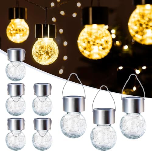 GIGALUMI Solar Lights Outdoor Hanging Lantern Garden Decor for Outside 8 Pc by GIGALUMI