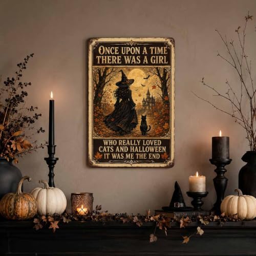 Halloween Metal Art Sign Girl Who Loved Cats Vintage Wall Decor - Image 5