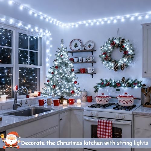 JMEXSUSS Connectable 8 Modes 100 LED White Christmas Lights Clear Wire - Image 4