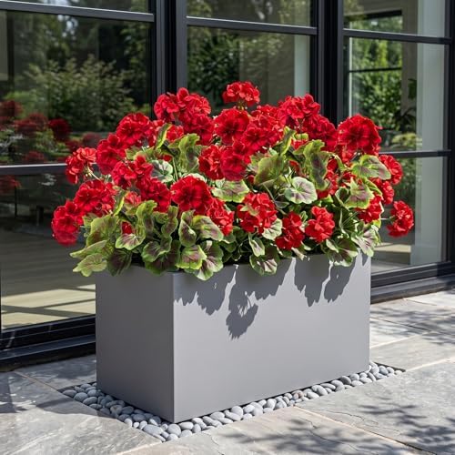 lovemoon 16 Pcs Artificial Geranium Plant Realistic Silk Flowers for Outside UV Resistant Faux Geraniums Flowers for Indoor Outdoor Home Garden Office Decoration (16, Red) - Image 4