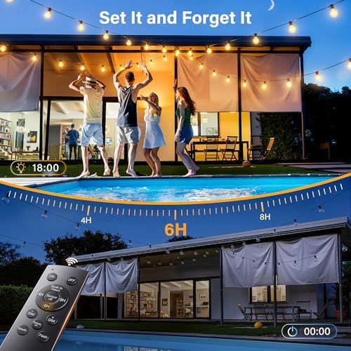 100FT Outdoor String Lights with Remote, Waterproof Connectable Dimmable G40 Patio Lights with 40+2 Shatterproof Edison LED Bulbs Plug in, Hanging Light for Outside Backyard Deck Garage Decor - Image 3