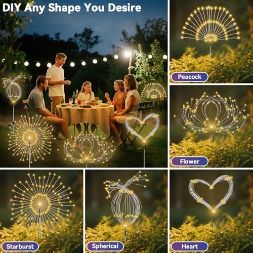 Solar Garden Lights Outdoor, Solar Firework Fairy Lights Garden Decor - Image 4