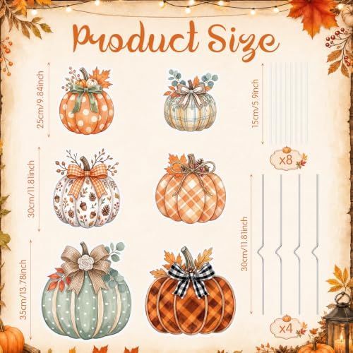 RattanView 6 Pack Outdoor Fall Thanksgiving Yard Signs Decorations Pumpkin Yard Stakes Front Porch Decor Autumn Harvest Garden Lawn Patio Signs for Fall Thanksgiving Day - Image 3