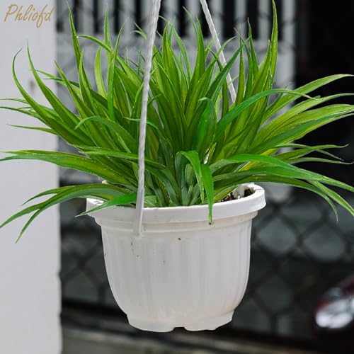 16Pcs Artificial Grass Fake Plants 17.3in 16 Leaves Outdoor Fake Grass UV Resistant Greenery Plastic Plants for Home Window Garden Patio Hanging Planter Pathway Front Porch Décor Green - Image 5