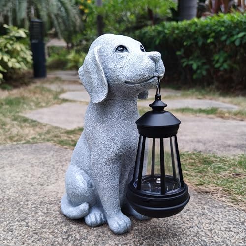 Solar Dog Outdoor Garden Statue with LED Light,Dog Solar Lights Lantern Outside Decorations for Yard, Lawn Decor Statue for Patio, Balcony, Yard Ornament,Unique Dog Gifts for Mom - Image 2