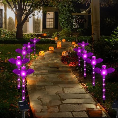 10 Pack Solar Halloween Bat Pathway Lights, 3D Solar Lights - Image 2