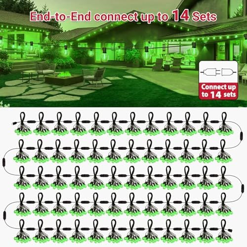 LAMPHOME LED Outdoor String Light, 26Feet Patio Lights with 12+1 Edison Shatterproof Bulbs(1Spare), UL Waterproof Outside Lights connectable Dimmable for Backyard Porch Decor,Green - Image 6