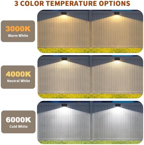 NIORSUN Solar Fence Lights 8 Pack, Outdoor Solar Lights with 3 Color Temperatures, IP65 Waterproof Wide-Angle LED Lighting for Fence, Patio, Yard, Deck, Wall, Garden (Black) - Image 2