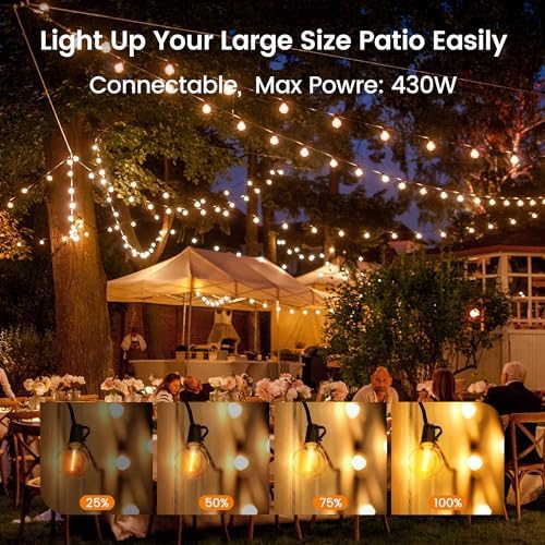 OHLUX Outdoor String Lights 220 Feet Patio Lights with 104 Edison LED G40 Globe Bulbs(4 Spares), 2200K Waterproof Connectable Edison Hanging Lighting for Backyard Balcony Outside Gazebo Party - Image 6