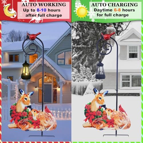 Deer Solar Lantern Garden Stake 29.5in Metal Christmas Yard Light - Image 3