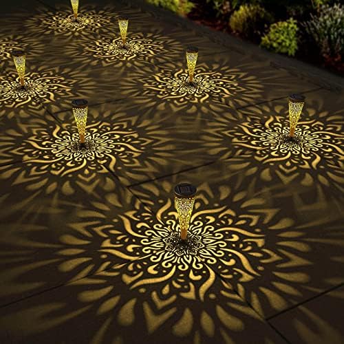 6 Pack Solar Lights Outdoor Garden Decorative Mandala Solar Garden Lights with Warm Light Waterproof Solar Pathway Landscape Lights for Path Backyard Walkway Yard Decor, Gardening Gifts for Women by gardencave