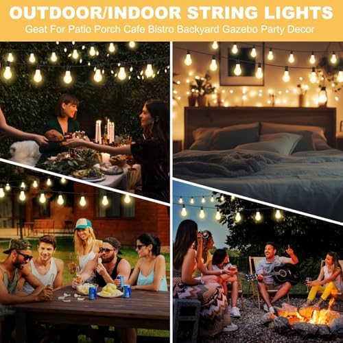 50FT Outdoor String Lights 32+2 Bulbs,120W Dimmer Remote IP65 Watterproof - Image 6