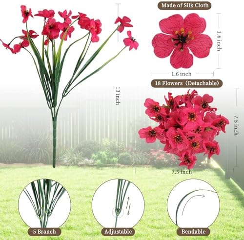 ColoPlay 24 Bundles Rose Red Artificial Flowers for Outdoors, Fake Flowers - Image 2