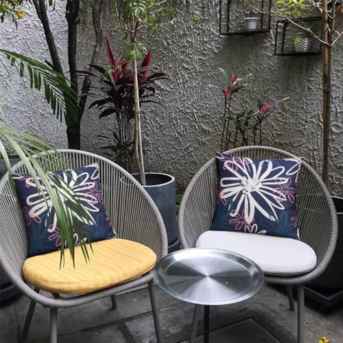Pyonic Outdoor Waterproof Pillow Covers Pack of 2 Dahlia Water Resistant Decorative Outdoor Pillow Covers 18x18 inch Square Patio Pillows for Funiture Garden,Blue - Image 7