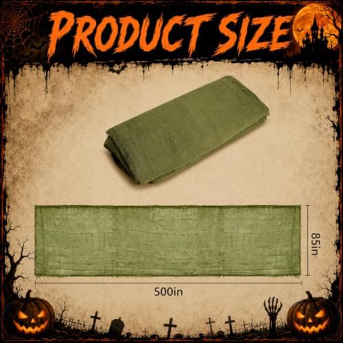 500"x 85" Dark Green Halloween Creepy Cloth, Fine Mesh Creepy Gauze Fabric - Image 3