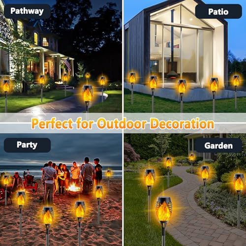 10Pack Solar Torch Lights with Flickering Flame Mini Solar Flame Lights - Image 5