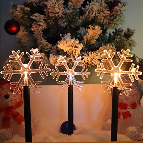 5 Pack Christmas Snowflake Pathway Lights Battery Operated with Timer 6.3 Ft Total Outdoor Waterproof Landscape Lights Christmas Decorations for Pathway Garden Walkway Yard Lawn Patio (Warm White) by Unknown