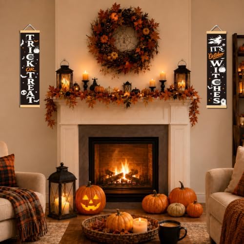 Trick or Treat Door Banner Set of 2, Halloween Witch Porch Decor for Home - Image 5