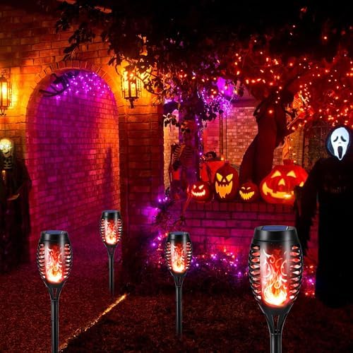 Toodour Solar Torch Flame Lights, 6 Pack Solar Halloween Lights Outdoor - Image 6