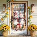 Door Covers Decorative 4th of July Patriotic Door Cover, American Flag Stars Stripes Independence Day Front Door Decoration for Home Party Outdoor (Window Snowmen, 70.87"l X 35.43"w) by seewan