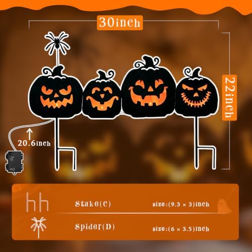 EAMBRITE Halloween Decorations Outdoor, Metal Pumpkin Pathway Lights - Image 2