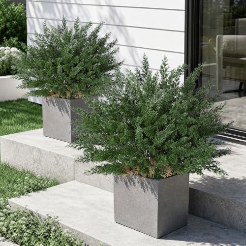 Cedar Stems Fake Plants Artificial Plants Outdoor Decor, 4 Bundles Cedar Branches Realistic Artificial Greenery for Outdoors UV Resistant Faux Plants for Front Door Porch Patio Yard Indoor Home Office - Image 2