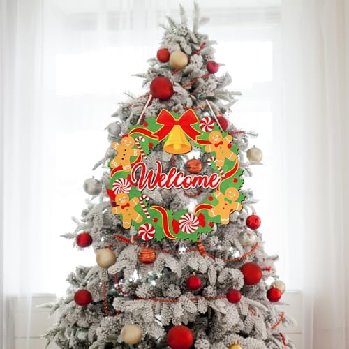 COCHIE Merry Christmas Decorations Xmas Gingerbread Men Welcome Sign - Image 7