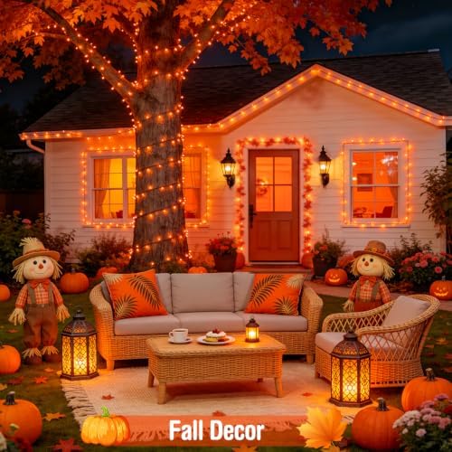 JMEXSUSS 200LED Halloween Lights Outdoor, 66ft Orange String Lights Plug in - Image 3