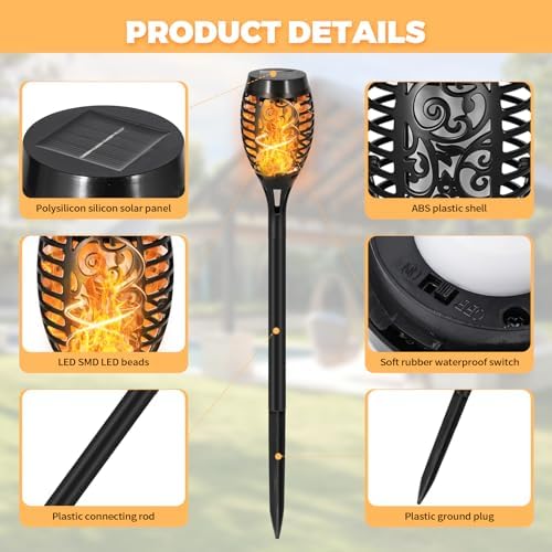 12 Pack Solar Pathway Lights Outdoor, Solar Torches Lights Halloween Decor - Image 4