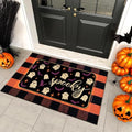 Halloween Outdoor Rug Set, Boo Door Mat 28 x 43 in, 2 Pcs Welcome Mat Set, Halloween Bats Rug, Black Doormat, Halloween Front Porch Doormats, Orange and Black Buffalo Plaid Mats for Outdoor Decor by Unknown
