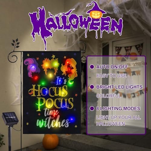 Halloween Lighted Garden Flag, Hocus Pocus Yard Decor, 12x18 in - Image 2