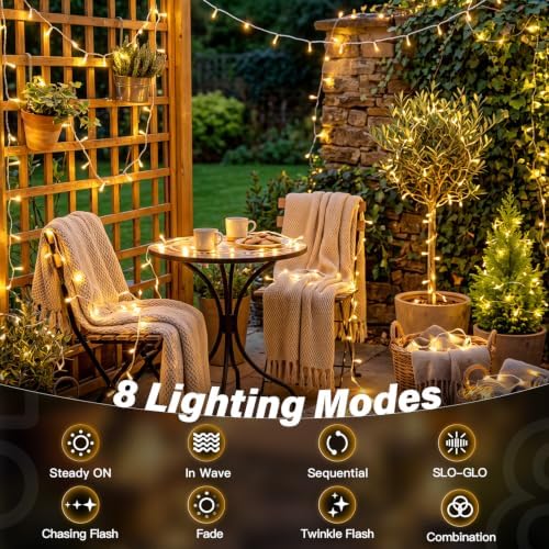Ollny 120LED 40FT String Lights, Waterproof Connectable Fairy Lights with Timer 8 Modes, Warm White Plug in Indoor Light for Bedroom Classroom Outdoor Wedding Christmas Party Decorations - Image 4