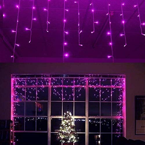 YOLIGHT 13ft 96 LED Icicle String Lights with Memory Function Controller, Indoor Curtain Fairy Lights Halloween Hanging Decoration for Patio Garden Bedroom Christmas Wedding (Purple) by Yolight