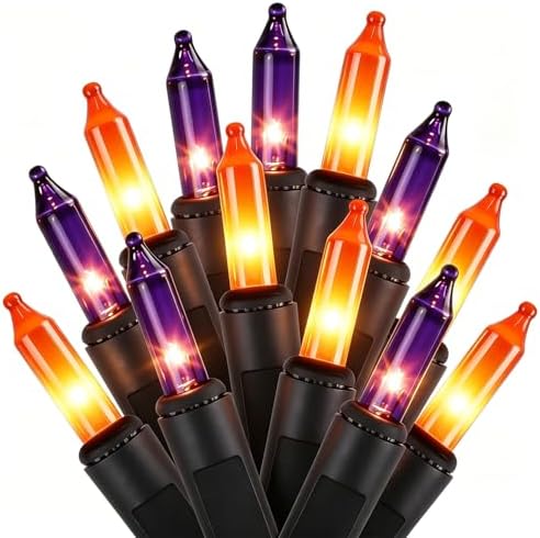 2 Pack Orange&Purple Halloween Lights, 100 Count, Incandescent Mini Halloween String Lights Outdoor, Black Wire Connectable Tree Light for Garland Xmas Thanksgiving Holiday Patio Home Decor by Unknown