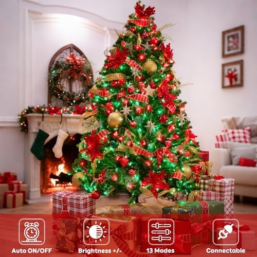 88FT 240LED Extra-Long Connectable String Lights Indoor Outdoor Clear Wire, Red&Green Christmas String Lights, Plug in Twinkle Fairy Light with Timer for Wedding Patio Tree Yard Christmas Decorations - Image 2