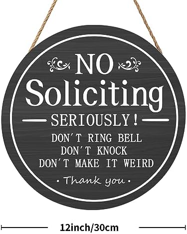 Funny No Soliciting Sign for House 12"x12" Do not Knock or Ring Doorbell Wooden Signs for Front Door Rustic No Soliciting Welcome Sign Hanging Decorations for Home Yard Garden Farmhouse Porch - Image 2