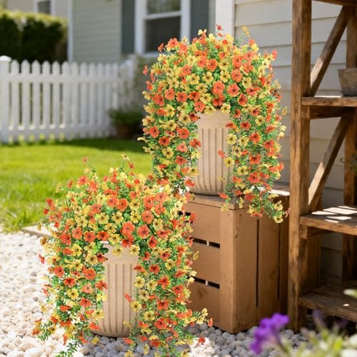 Hommyea Artificial Fake Fall Flowers Plants for Outdoors Mums Home Decor - Image 3